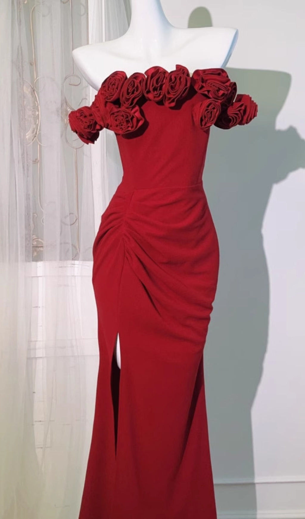 Darcila Red Flower Slit Maxi Dress Flowering Girl