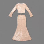 Aubelin Sequin Two Piece Set - Nude Flowering Girl