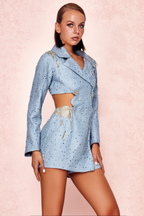 Bertha Pearl Cutout Tuxedo Blazer Dress In Blue Flowering Girl