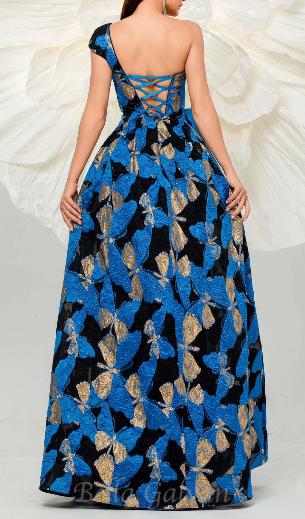 Pleated Jacquard Bow Floral A-line Dress Flowering Girl