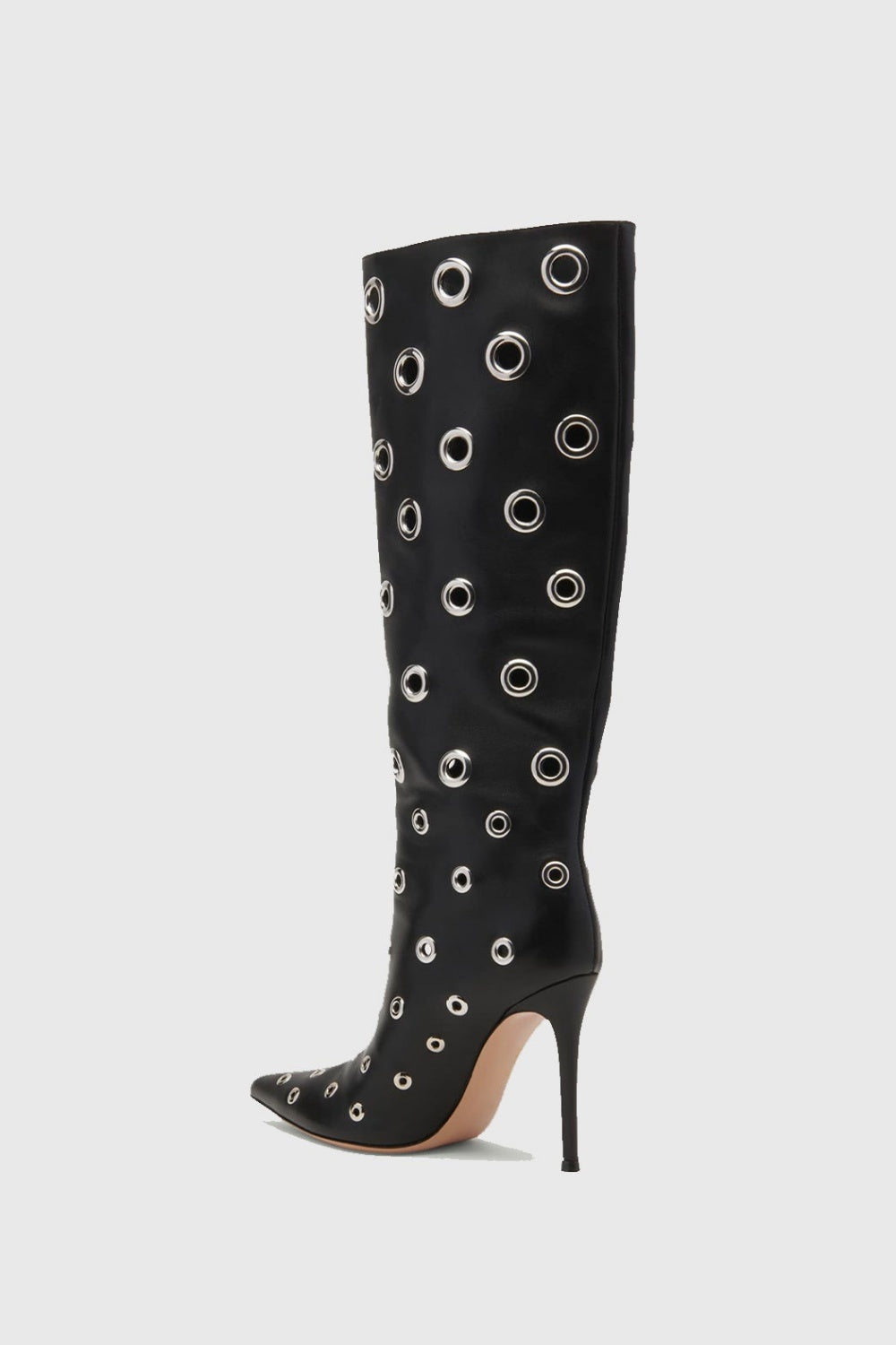 Clara Rivet Cutout Leather Knee-high Boots Flowering Girl