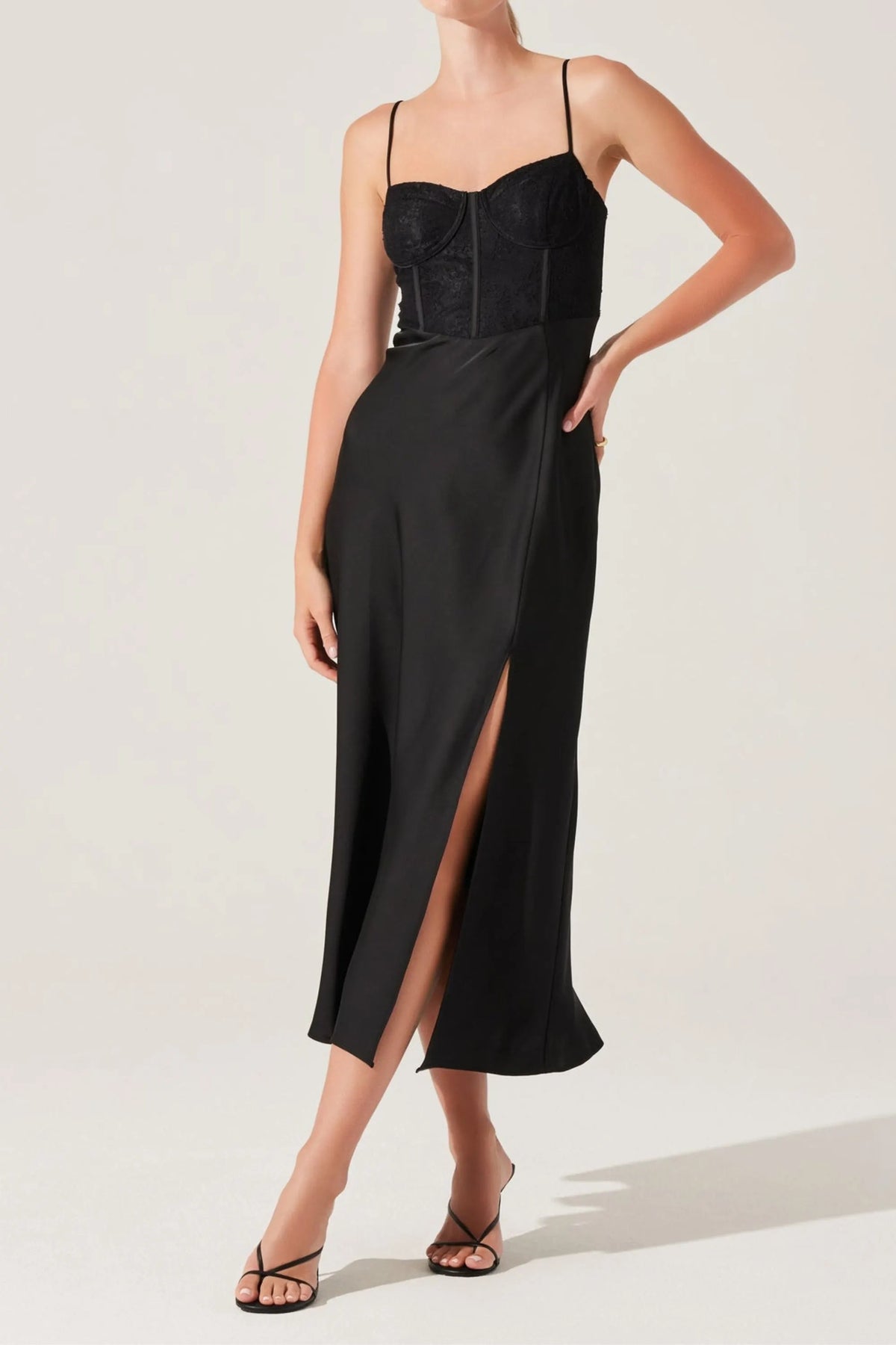 Lace Bustier Midi Dress Flowering Girl
