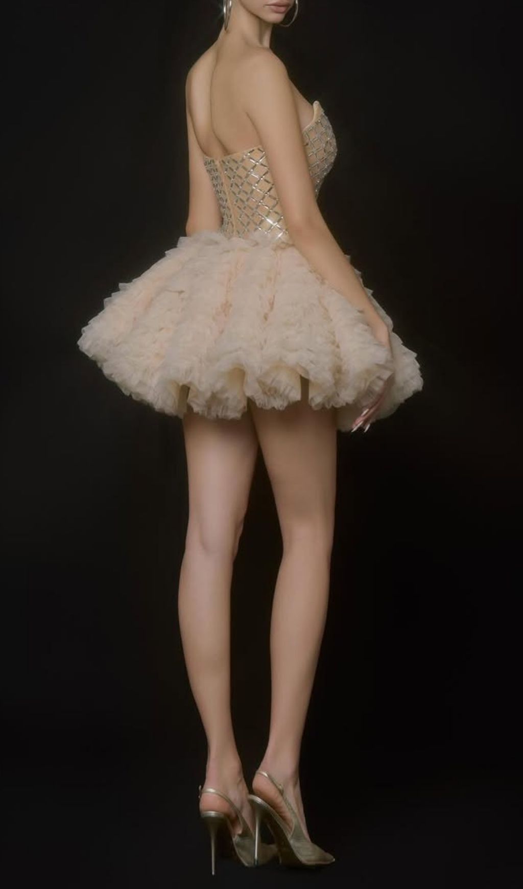 Keli Strapless Crystal Mesh Mini Dress Flowering Girl