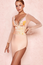 Sequin Irregular Midi Dress In Pink Flowering Girl
