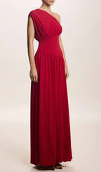 Jordon Red One-Shoulder Maxi Dress Flowering Girl