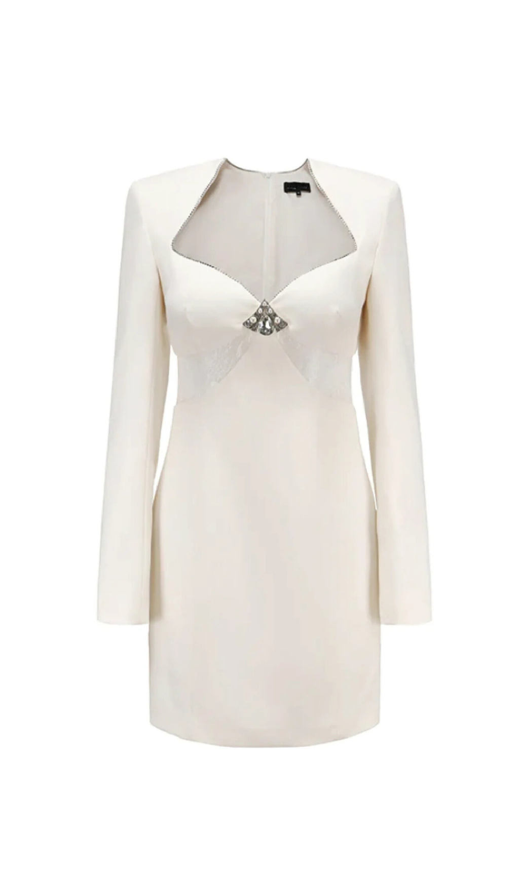 Diamond Collar Lace Mini Dress In White Flowering Girl