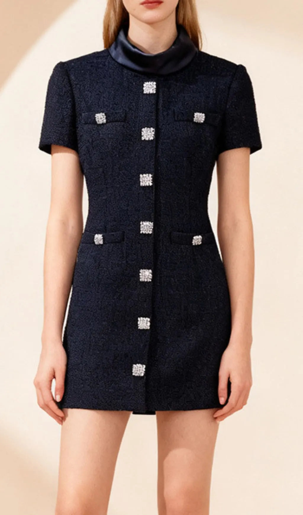 Ildri Black Button Mini Dress Flowering Girl
