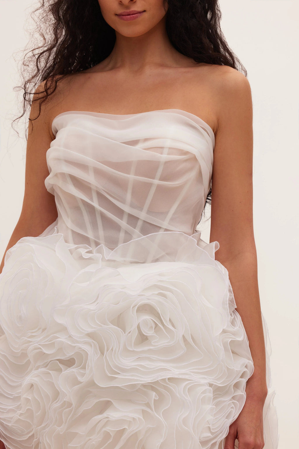 Georgia Appliquéd Organza White Mini Dress Flowering Girl