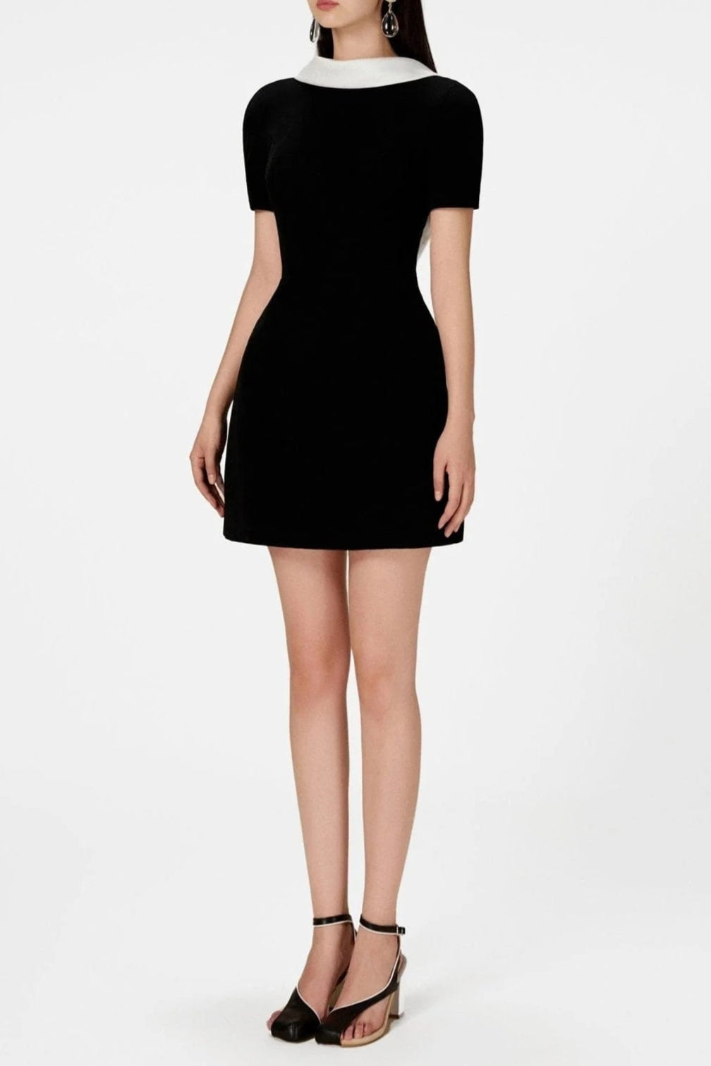 Cowl Neck Backless Mini Dress In Black Flowering Girl