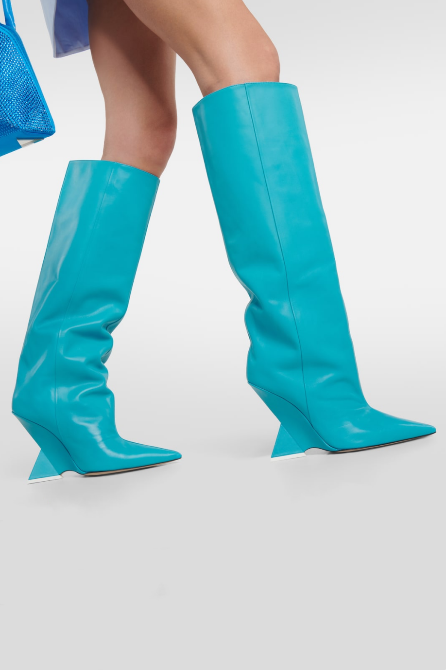 Astrid Heterotypic Knee-high Boots - Blue Flowering Girl