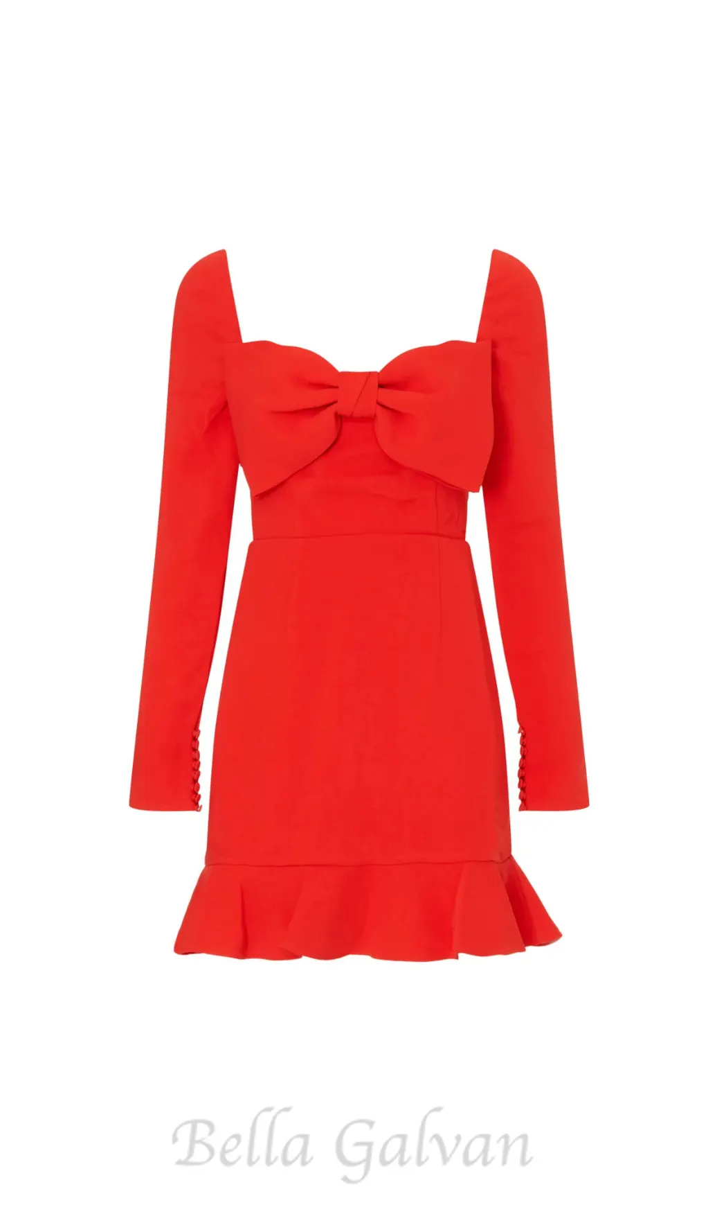 Bow Crepe Mini Dress in red Flowering Girl