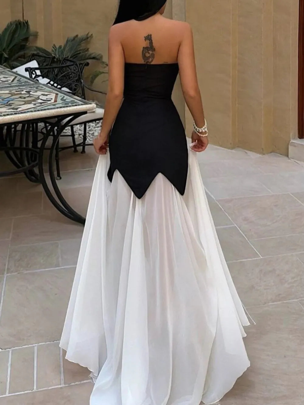 Mena Strapless Beaded Top & Maxi Skirt Set Flowering Girl