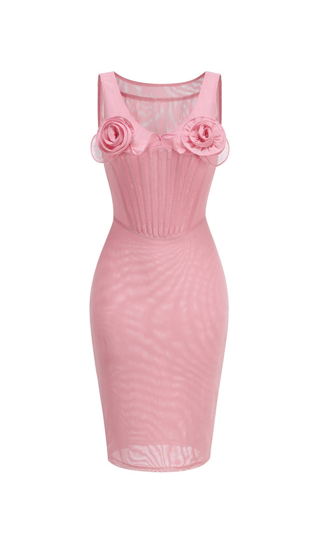 Elof Pink Flower Corset Midi Dress Flowering Girl
