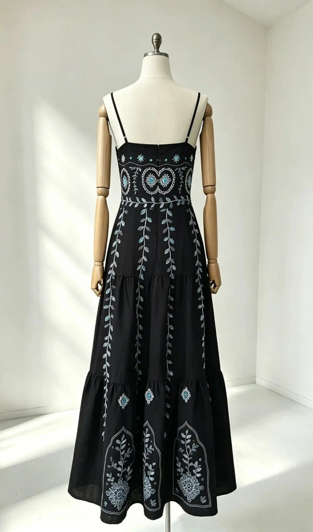 Mady Black Strappy Printed Maxi Dress Flowering Girl