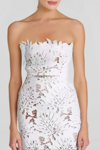 Off-Shoulder White Floral Lace Midi Dress Flowering Girl