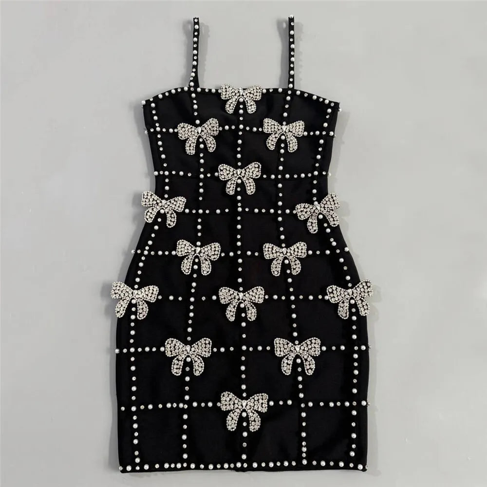 Karisse Diamante Bow Beaded Mini Dress Flowering Girl