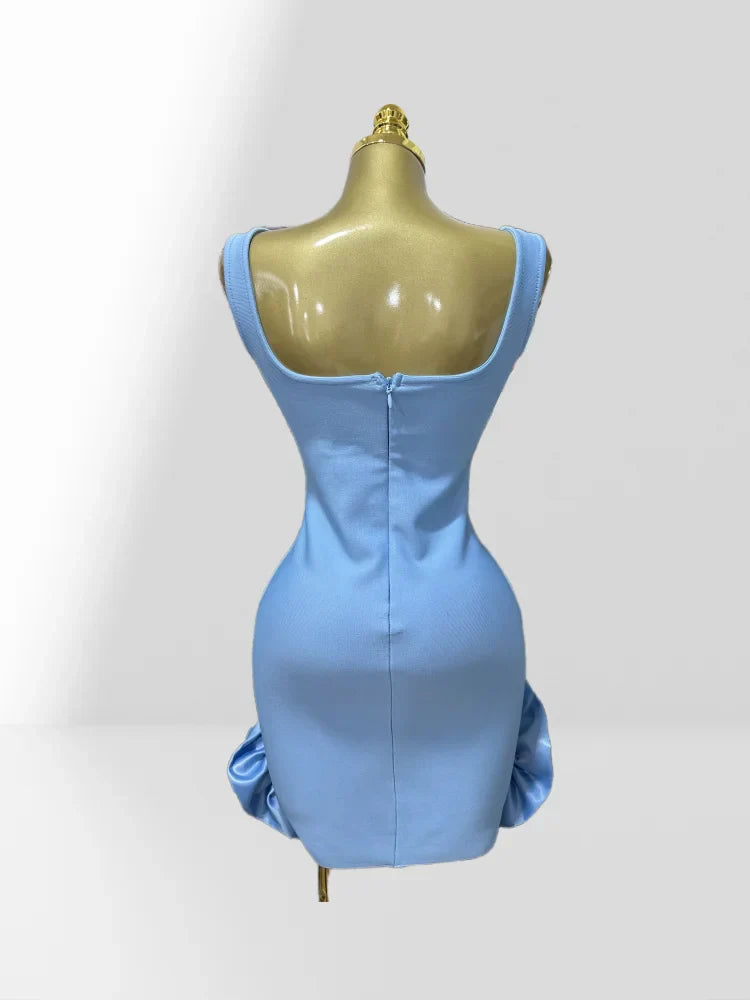 Diamonds Sleeveless Ruffles Bodycon Mini Bandage Dress Flowering Girl