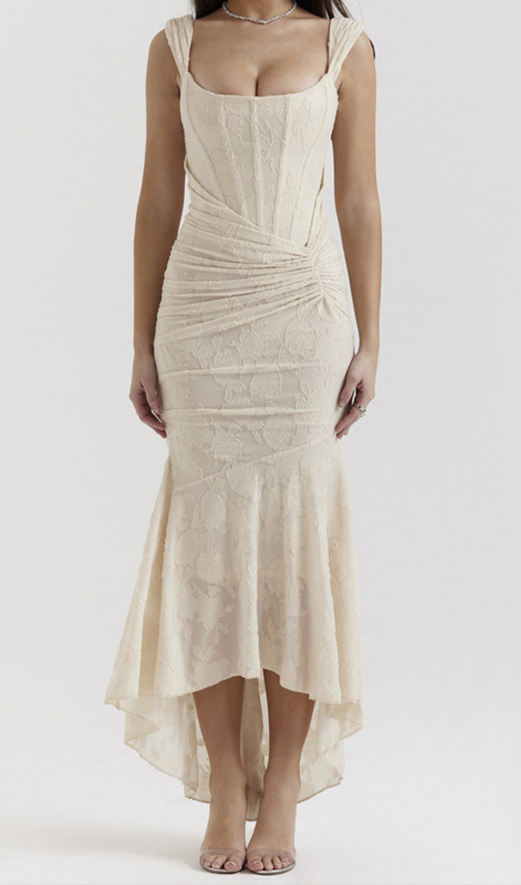 Anaëlle Cream Floral Corset Maxi Dress Flowering Girl
