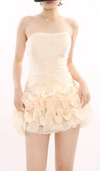 Jessia Strapless Wrinkle Mini Dress Flowering Girl