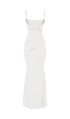 White Draped Corset Maxi Dress Flowering Girl