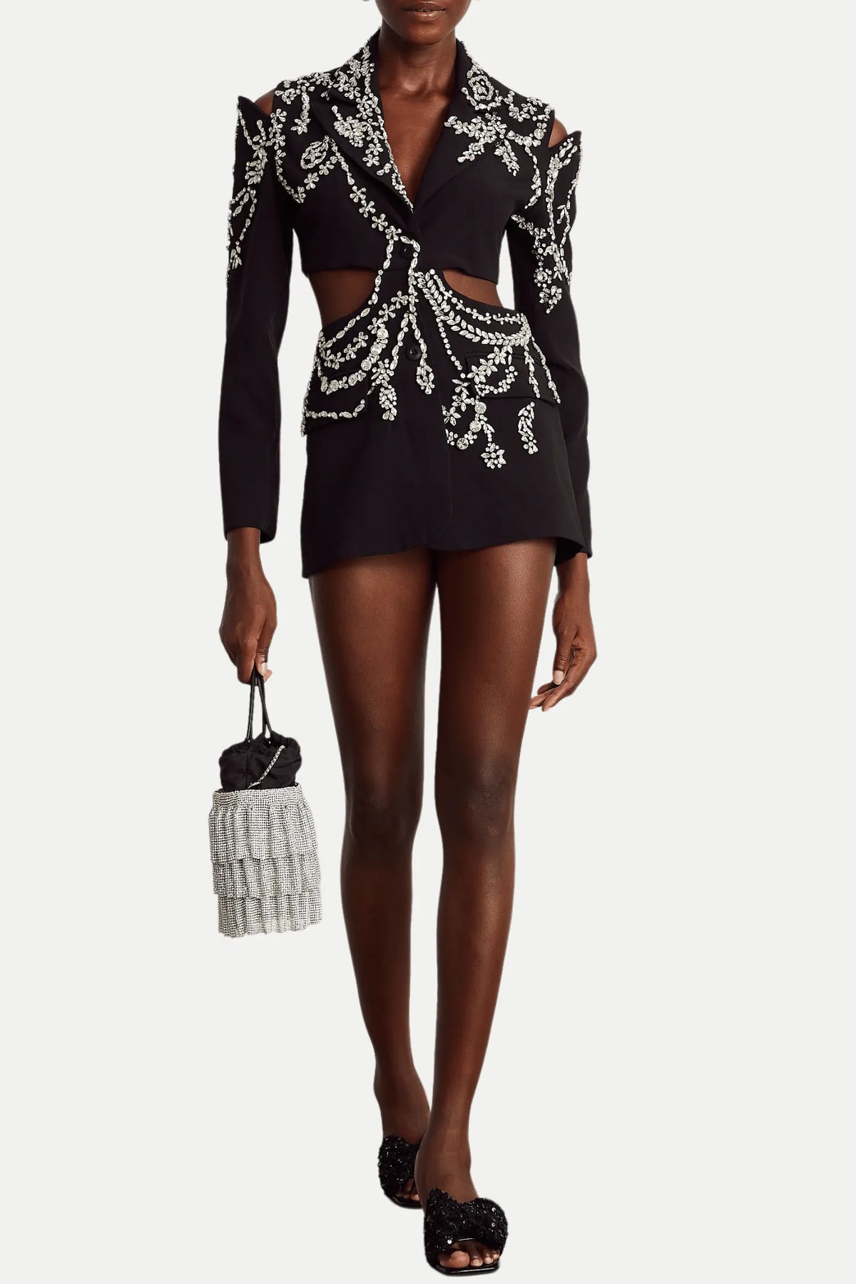 Gustina Crystal-Embellished Cutout Blazer Flowering Girl