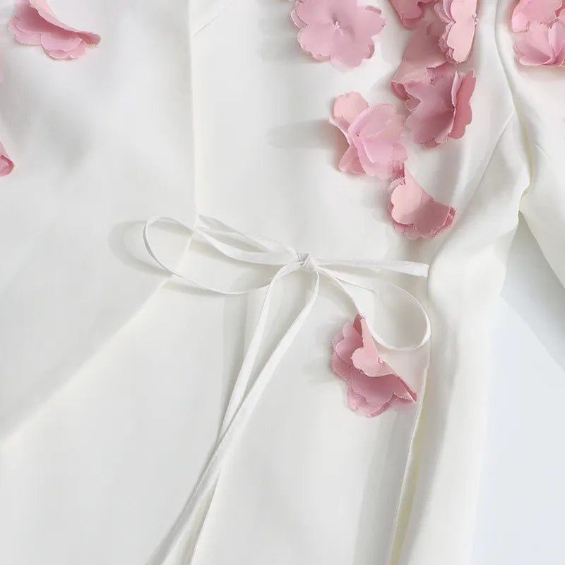 Feo White Flower Embellished Blazer Flowering Girl