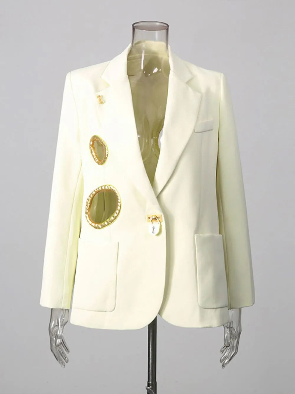 Michiko Metal Hollowed-Out Blazer Flowering Girl