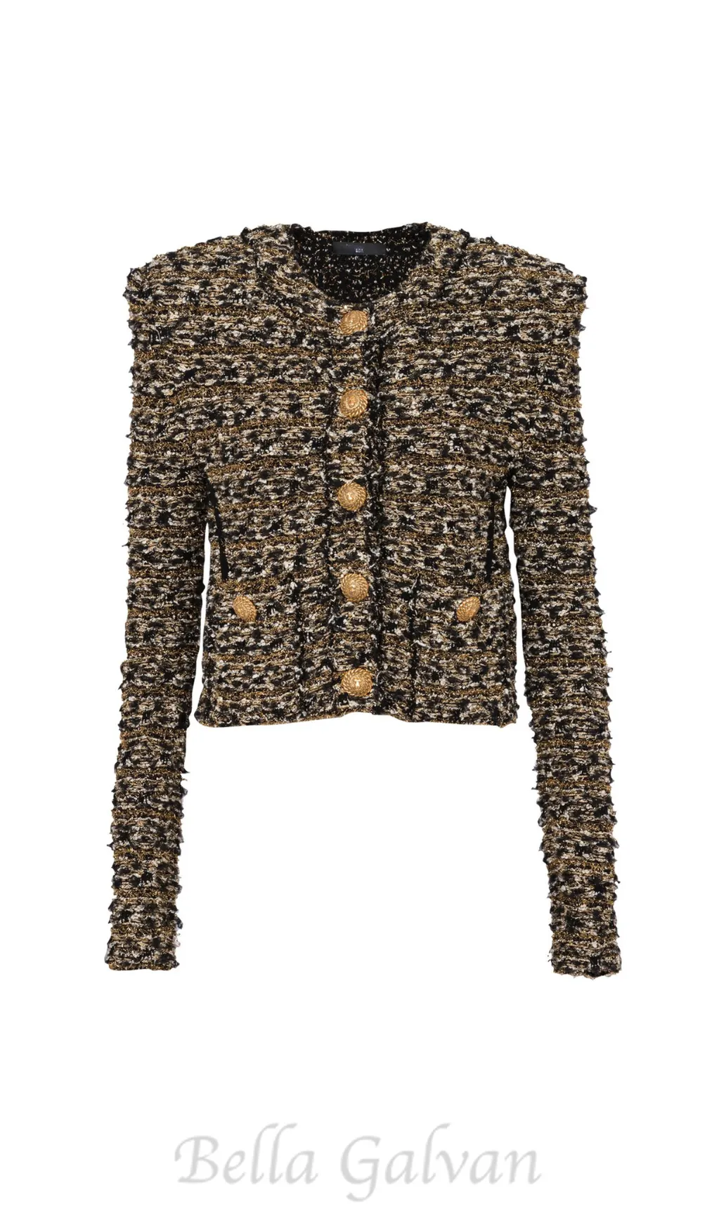 Cropped lurex tweed jacket in gold Flowering Girl