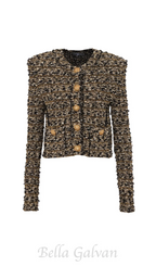 Cropped lurex tweed jacket in gold Flowering Girl