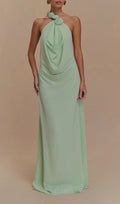 Eun Green Halter Flower Maxi Dress Flowering Girl