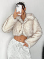 Imitation Fox Fur Long Sleeve Short Jackets Flowering Girl