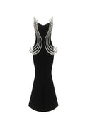 tiffany Pearl Bandage Sleeveless Maxi Dress in black Flowering Girl