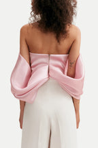 Samira Bow Cross Off Shoulder Satin Top Flowering Girl