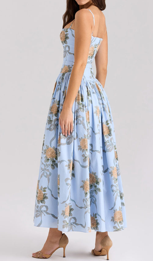 Ashira Blue Floral Maxi Dress Flowering Girl