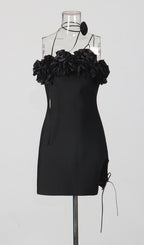 Filippa Black Spaghetti Flower Mini Dress Flowering Girl
