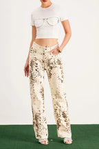 Balwinder Bleached Leopard Pants Flowering Girl