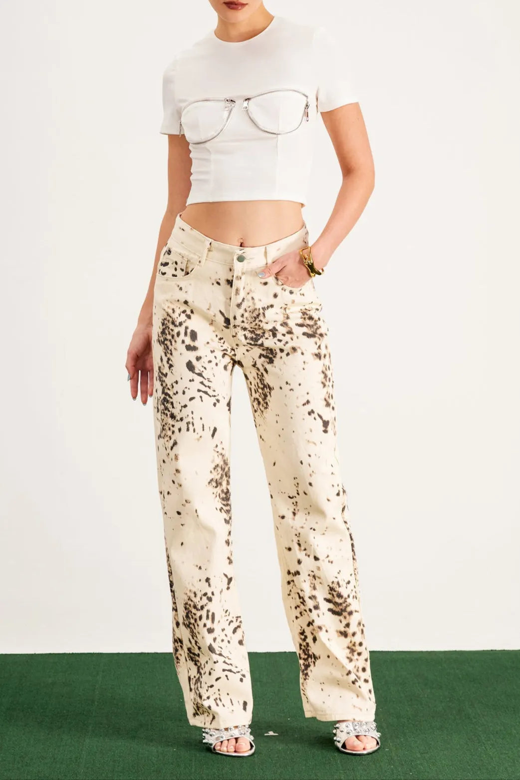 Balwinder Bleached Leopard Pants Flowering Girl