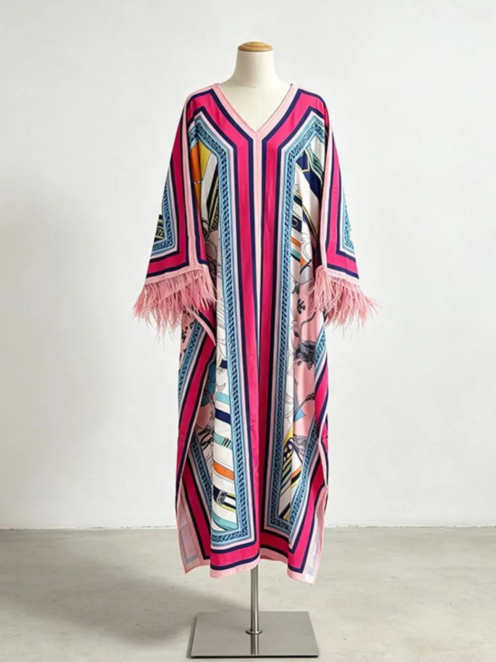 Marlie Printed Long Sleeve Feather Maxi Dress Flowering Girl