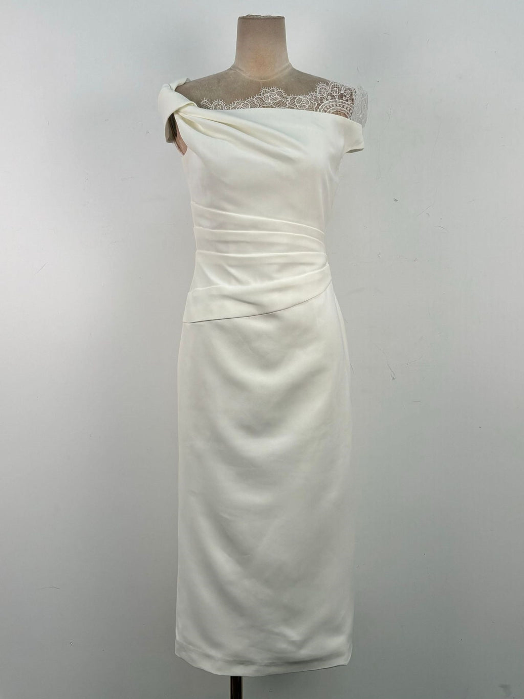 Off-White Crepe Sheath Dress Flowering Girl