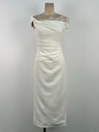 Off-White Crepe Sheath Dress Flowering Girl