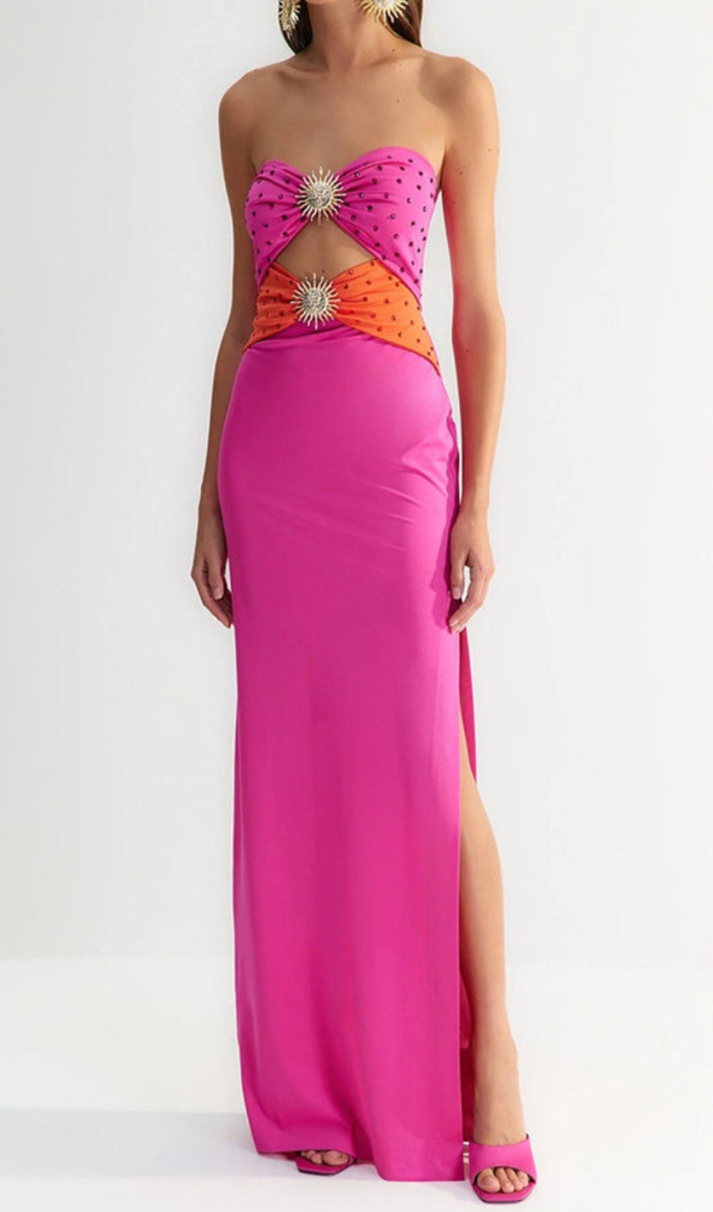 Annmarie Pink Polka Column Maxi Dress Flowering Girl