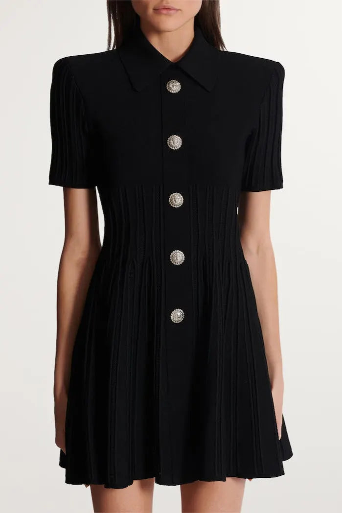 Kristin Black Knitted Mini Dress Flowering Girl