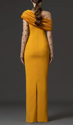 Kylan Yellow Diamante Long Sleeve Maxi Dress Flowering Girl