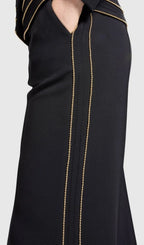 Sandy Trim Embellished Blazer & Pants Set - Black Flowering Girl