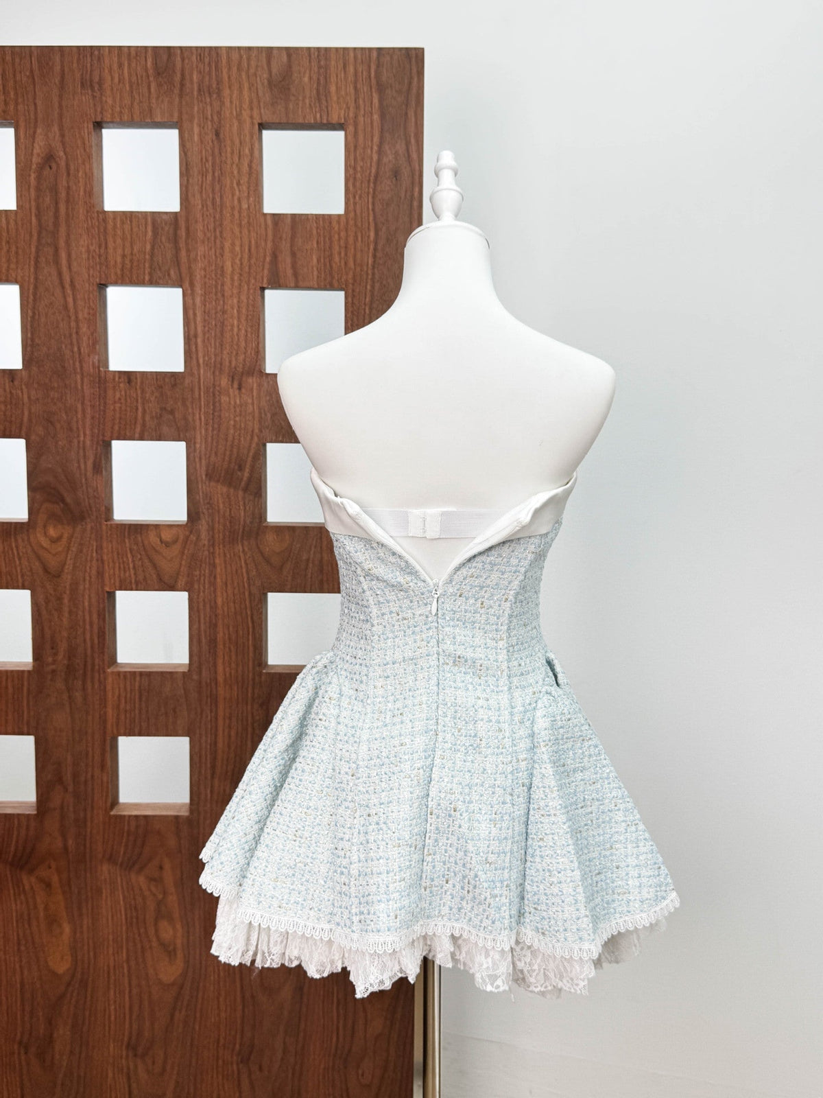 Bow Woven Lace Tube Top Mini Dress In Pink Flowering Girl