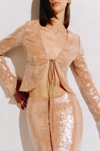 Aubelin Sequin Two Piece Set - Nude Flowering Girl