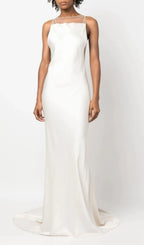 Bronia White Mesh Backless Wedding Dress Flowering Girl