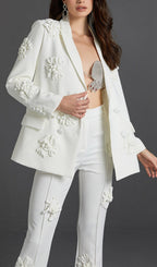 Acedia White Three Dimensional Floral Suit Flowering Girl