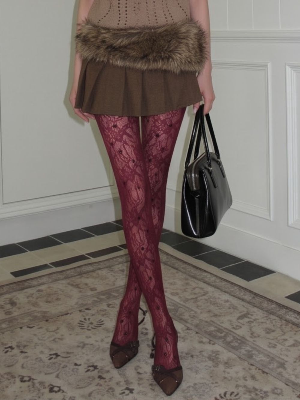 Marleen Fuchsia Dot Tights Flowering Girl