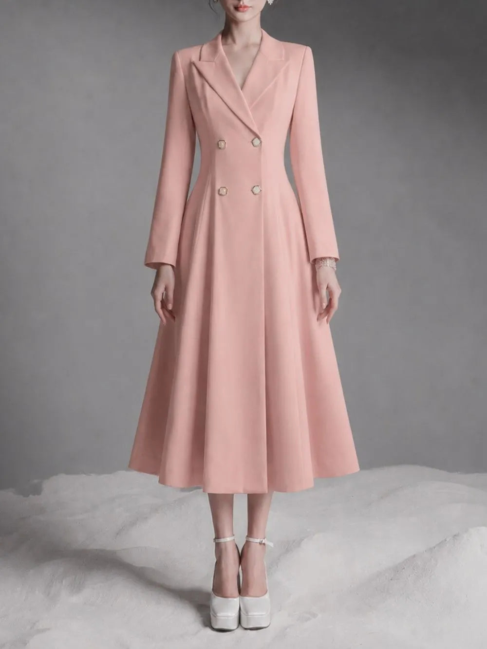 Mauve Long Sleeve Coat Dress Flowering Girl